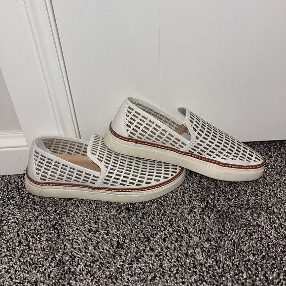 ANTONIO MELANI White and Tan Grid Loafers - Picture 3 of 5